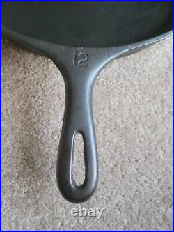 Vintage Unmarked Wagner #12 Cast Iron Skillet Fully Restored