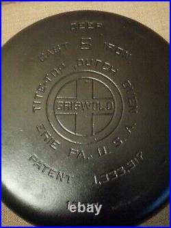 Vintage Very Scarce Griswold #8 DEEP Cast Iron Dutch Oven P/N #1298