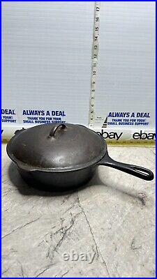 Vintage Vollrath Ware No. 8 Cast Iron DEEP Chicken Fryer Skillet & Lid 11 PAN