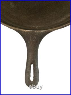 Vintage Wagner Ware #12 Cast Iron Skillet 13 1/2 Double Spout