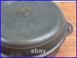 Vintage Wagner Ware Cast Iron 1402 Double Skillet, Deep Chicken Fryer Hinged Lid