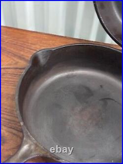 Vintage Wagner Ware Cast Iron 1402 Double Skillet, Deep Chicken Fryer Hinged Lid