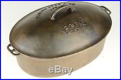 Vintage Wagner Ware Nickel Plated No 7 Cast Iron Oval Roaster Restored Condition
