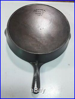 Vintage Wagner Ware No. 12 Cast Iron Skillet 13 1/2 1602 FULLY RESTORED FLAT