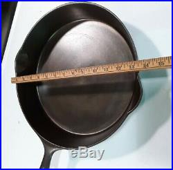 Vintage Wagner Ware No. 12 Cast Iron Skillet 13 1/2 1602 FULLY RESTORED FLAT