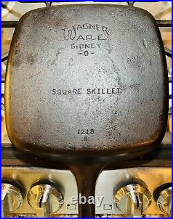 Vintage Wagner Ware Sidney -0- Square Cast Iron Skillet, 1218 B, 1922-1935