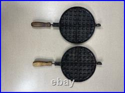 Vintage Wagner Ware Sidney No 8 Cast Iron Waffle Maker With High Base 1910 READ