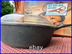 Vintage Wagner's 1891 Original Cast Iron 10 1/4 Chicken Fryer WithGlass Lid #1288