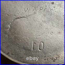 Vintage Wapak #10 Cast Iron Skillet with Heat Ring