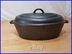 Vintage Western Foundry Co Mi Pet Cast Iron Oval Roaster Number 4