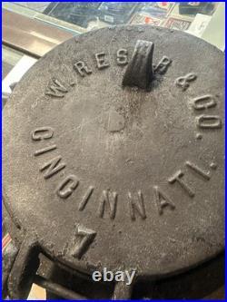 Vintage cast iron W. Resor & CO. Waffle Maker Cincinnati Ohio 7 from the 1880s