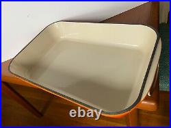 Vintage large Le Creuset flame orange cast iron enamel lasagna pan swing handles