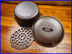 Vollrath #8 Vintage Restored Cast Iron Dutch Oven 3-Piece (Base, Trivet, Lid)
