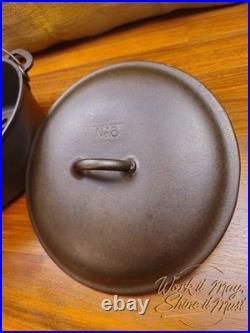 Vollrath #8 Vintage Restored Cast Iron Dutch Oven 3-Piece (Base, Trivet, Lid)