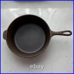Vtg 1930s Lodge Scalloped Crescent Moon Cast Iron Skillet Chicken Fryer, Flat