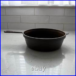 Vtg 1930s Lodge Scalloped Crescent Moon Cast Iron Skillet Chicken Fryer, Flat