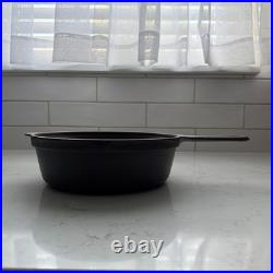 Vtg 1930s Lodge Scalloped Crescent Moon Cast Iron Skillet Chicken Fryer, Flat