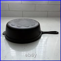 Vtg 1930s Lodge Scalloped Crescent Moon Cast Iron Skillet Chicken Fryer, Flat