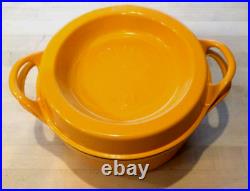 Vtg COUSANCES DOUFEU # 26 5-1/2 quart Enamel Cast Iron Dutch Oven Yellow FRANCE