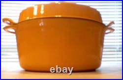 Vtg COUSANCES DOUFEU # 26 5-1/2 quart Enamel Cast Iron Dutch Oven Yellow FRANCE