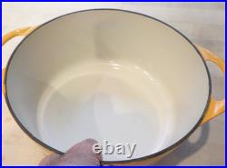 Vtg COUSANCES DOUFEU # 26 5-1/2 quart Enamel Cast Iron Dutch Oven Yellow FRANCE
