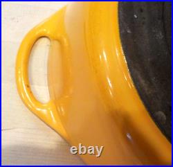 Vtg COUSANCES DOUFEU # 26 5-1/2 quart Enamel Cast Iron Dutch Oven Yellow FRANCE