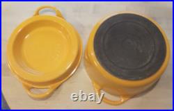 Vtg COUSANCES DOUFEU # 26 5-1/2 quart Enamel Cast Iron Dutch Oven Yellow FRANCE