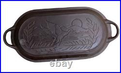 Vtg Cast Iron 10 Qt Wildlife Series Oval Dutch Oven, (missmatched Top & Bottom)