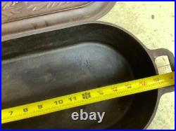 Vtg Cast Iron 10 Qt Wildlife Series Oval Dutch Oven, (missmatched Top & Bottom)