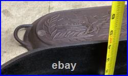 Vtg Cast Iron 10 Qt Wildlife Series Oval Dutch Oven, (missmatched Top & Bottom)