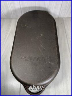 Vtg Cast Iron Deep Fish Fryer 3060 SPORTSMAN COVER GRIDDLE LID 3093 USA