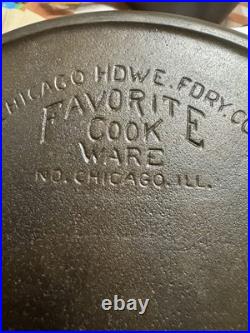 Vtg Chicago Favorite Cook Ware #8 Cast Iron Skillet With Heat Ring