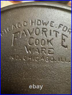 Vtg Chicago Favorite Cook Ware #8 Cast Iron Skillet With Heat Ring