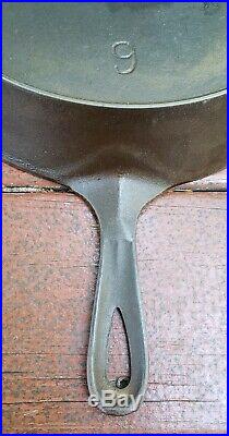 Vtg ERIE No 9 Pre Griswold Block Logo Cast Iron Skillet 713 c1892-1905 Heat Ring