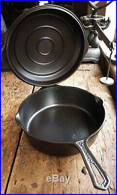 Vtg GRISWOLD Cast Iron HAMMERED Deep SKILLET Frying Pan & LID # 8 Ironspoon