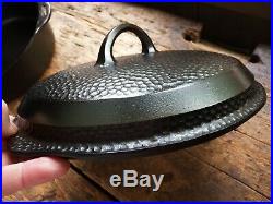 Vtg GRISWOLD Cast Iron HAMMERED Deep SKILLET Frying Pan & LID # 8 Ironspoon