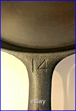 Vtg Griswold 14 Cast Iron Skillet 718 A Large Block Logo Erie Rare Antique Pan