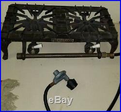 Vtg Griswold 2 burner Gas STOVE 712 Table top Cast Iron HTF Camping unit