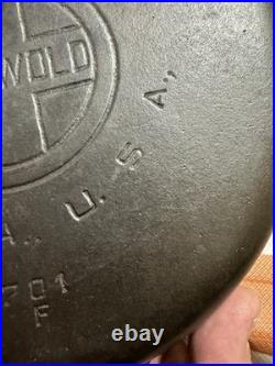 Vtg Large Block Logo Griswold #7 Cast Iron Skillet 701F