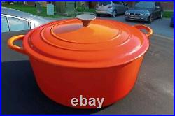 Vtg Le Creuset France F Flame Orange Enameled Cast Iron 5.5 Qt Dutch Oven