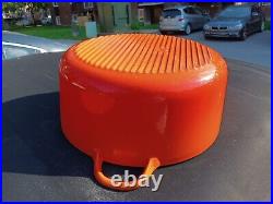 Vtg Le Creuset France F Flame Orange Enameled Cast Iron 5.5 Qt Dutch Oven