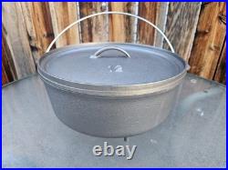 Vtg NOS Unmarked Lodge #12 CO D USA Cast Iron Pot Camp Dutch Oven 3 Footed Lid