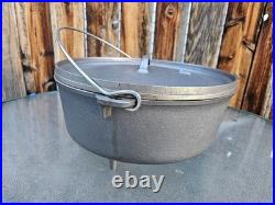 Vtg NOS Unmarked Lodge #12 CO D USA Cast Iron Pot Camp Dutch Oven 3 Footed Lid