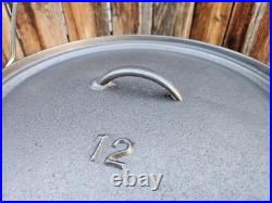 Vtg NOS Unmarked Lodge #12 CO D USA Cast Iron Pot Camp Dutch Oven 3 Footed Lid