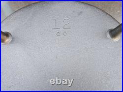 Vtg NOS Unmarked Lodge #12 CO D USA Cast Iron Pot Camp Dutch Oven 3 Footed Lid