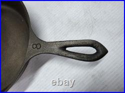 Vtg Rare (Pointy Handle) #8 Cast Iron Skillet with heat ring Unknown Maker Vtg Rare (Pointy Handle) #8 Cast Iron Skillet with heat ring Unknown Maker