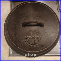 Vtg Rare Spoutless Griswold #9 Dutch Oven Lid Button Logo