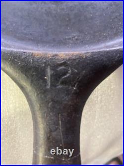 Vtg Unmarked Wagner Ware #12 14 Cast Iron Skillet Double Spout Vintage