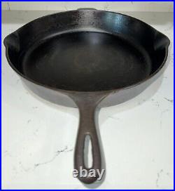 Vtg Unmarked Wagner Ware Cast Iron Skillet #12 Double Spout 14 B Mold Mark. USA