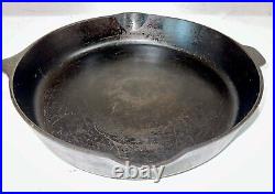 Vtg Unmarked Wagner Ware Cast Iron Skillet #12 Double Spout 14 B Mold Mark. USA